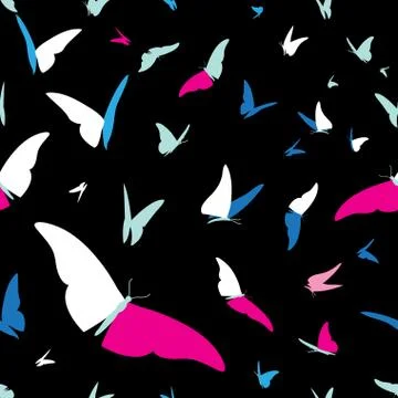 Seamless graphical pattern of butterflies Stock Illustration