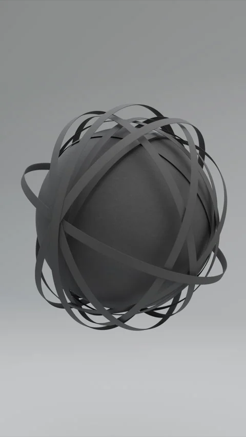 Seamless Graphite Atom Shaped Ball With Rings Vertical Animation Stock Footage 255865388