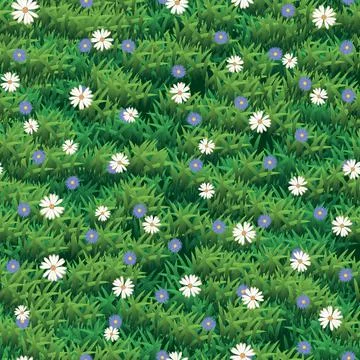 Seamless grass and flower vector texture. Green grass seamless pattern Stock Illustration