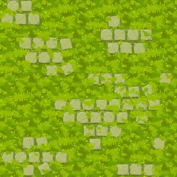Seamless grass texture with old stone tiles Stock Illustration