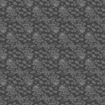 Seamless gray background with light patterns of interwoven fennel flowers Stock Illustration