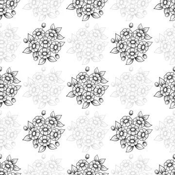 Seamless gray daisy flowers background Stock Illustration