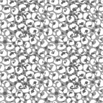 Seamless gray leopard pattern. Animal skin grunge texture. Vector illustration. Stock Illustration