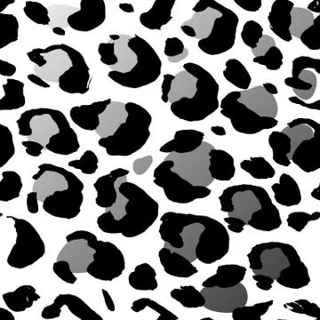 Seamless gray leopard pattern. Animal skin grunge texture. Vector illustration. Stock Illustration