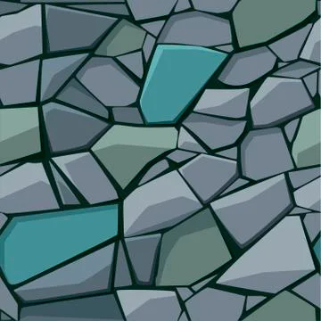 Seamless gray texture or pattern of paving stones and cobblestones. Stock Illustration