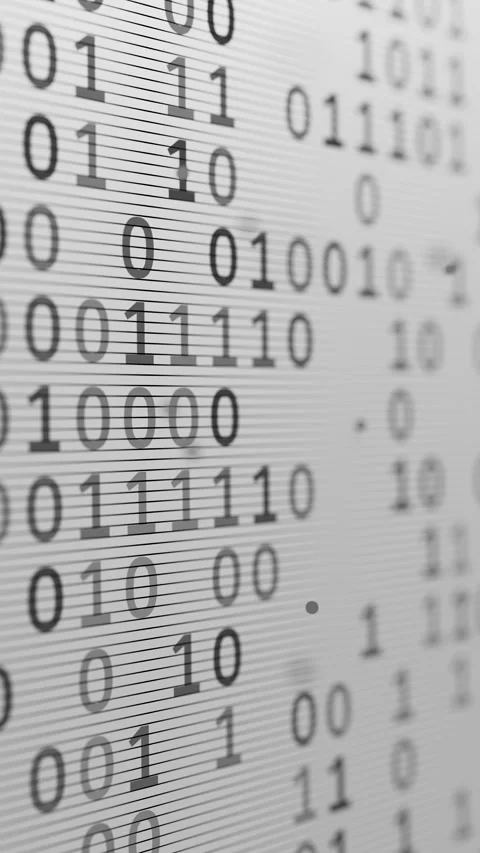 Seamless grayscale binary code loop for AI tech backgrounds. Stock Footage 341886022