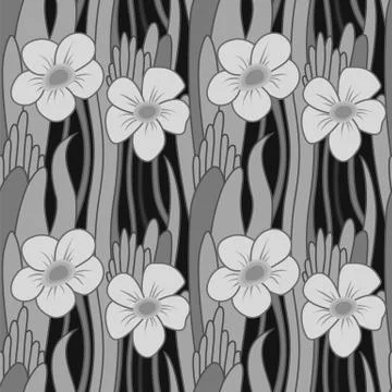 Seamless grayscale flower Stock Illustration
