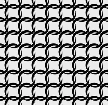 Seamless grayscale pattern with interlcoking circles, rings Illustrazione stock