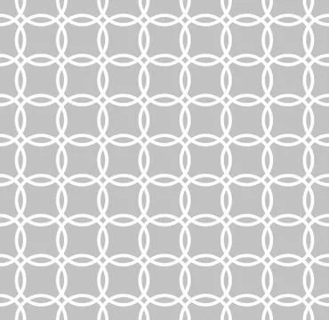 Seamless grayscale pattern with interlcoking circles, rings Stock Illustration