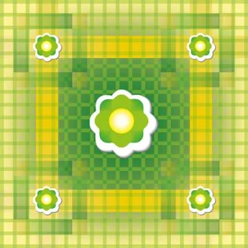 Seamless green and yellow pattern with flower Stock Illustration
