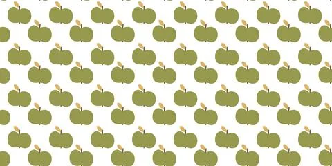 Seamless green apple fruit pattern in flat style. Vector Cartoon Sweet food b Stock Illustration