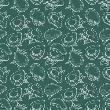 Seamless green avocado Illustration