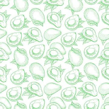 Seamless green avocado Stock Illustration