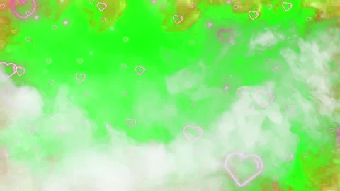 Seamless green background with floating hearts animation Видео 337924082
