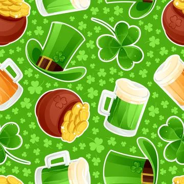 Seamless green background St. Patrick's Day Illustrazione stock