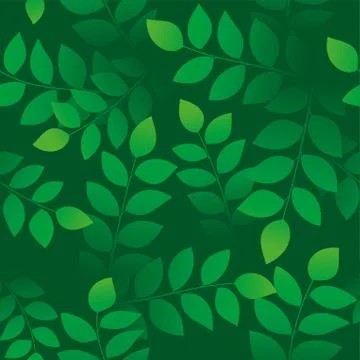 Seamless green branch background with leaf texture. Stock Illustration