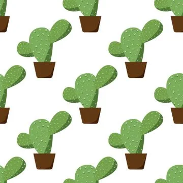 Seamless of green cactus Stock Illustration