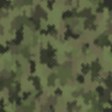 Seamless green camouflage pattern with pixel retro effect abstract background Stockillustratie