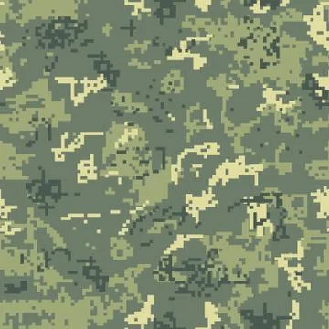 Seamless green camouflage of pixel pattern Stock Illustration
