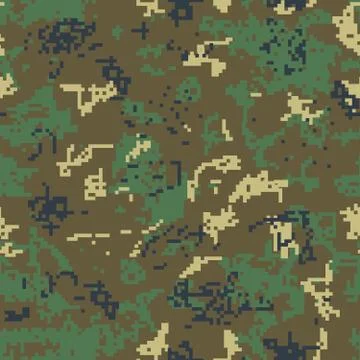 Seamless green camouflage of pixel pattern Stock Illustration