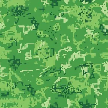 Seamless green camouflage of pixel pattern Stock Illustration