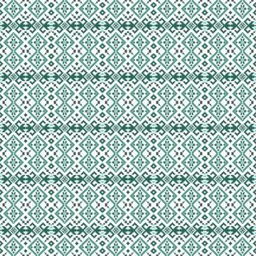 Seamless Green Cell pattern in Scandinavian, Nordic style. Ethnic, tribal Stock Illustration