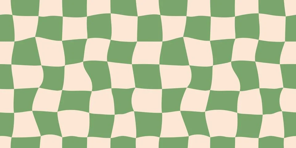 Seamless green checkerboard pattern. Repeating distorted checkered texture Illustrazione stock