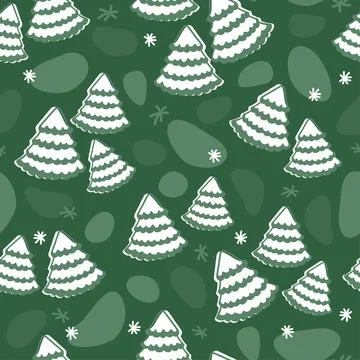 Seamless green christmas pattern background with hand draw layer pine tree 스톡 일러스트