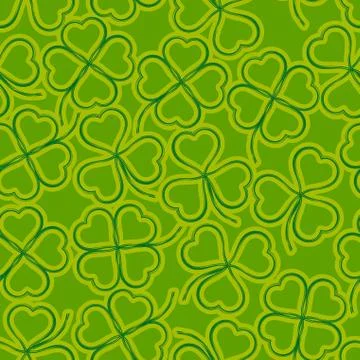 Seamless, Green Clover Stock Illustration