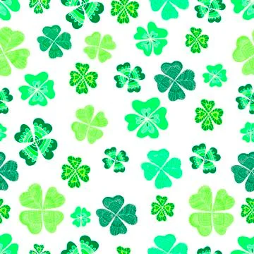 Seamless green clover leaf decorative background. Stock Illustration