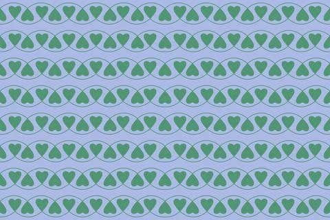 Seamless green clover pattern. Romantic background in the form of heart. Flat Stock Illustration