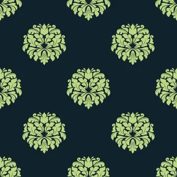 Seamless green colored damask pattern 스톡 일러스트