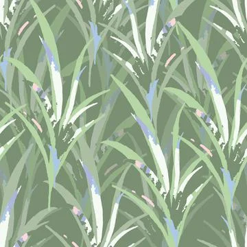 Seamless green dense grasses pattern background , greeting card or fabric Stock Illustration