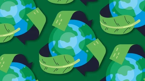 Seamless Green Earth Recycling Pattern for Environmental Conservation and S.. Stock Footage 342121171