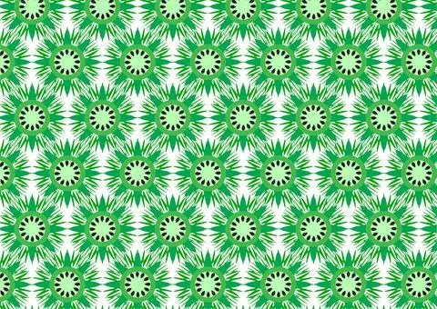 Seamless Green Floral Pattern With Stylized Sunburst Flowers For Wallpaper .. 스톡 일러스트