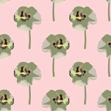 Seamless green flowers pattern background , greeting card or fabric Stock Illustration
