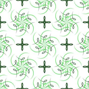 Seamless of green four angle flowers and figures of wind Stock Illustration