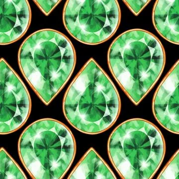 Seamless green gemstones background Stock Illustration