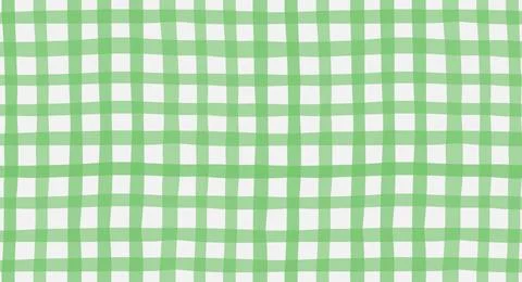 Seamless green gingham check pattern with soft watercolor texture. Hand pai.. Illustrazione stock