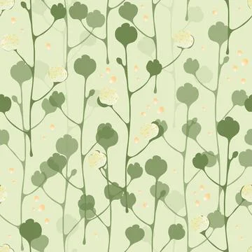 Seamless green hand draw  tree background , greeting card for kids Stock Illustration