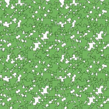 Seamless Green Jigsaw Pattern Set of Green Pazzle on White Background. Sea... Foto stock