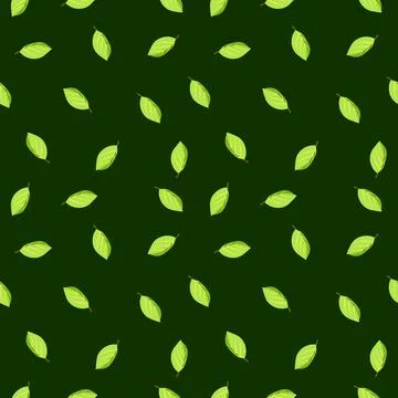 Seamless green leaf pattern background.Geometric ornament. Leaf element. illu Stock Photos