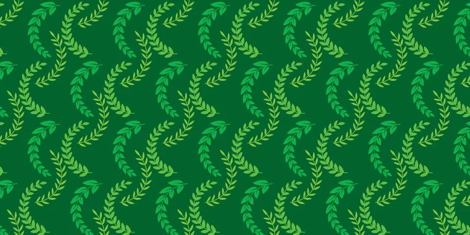 Seamless Green Leaf Pattern with Botanical Nature Design Stock Illustration