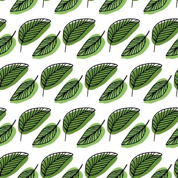 Seamless green leaves pattern vector illustration. Nature background for wall Stock-Illustration