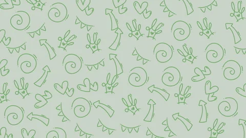 Seamless Green Line Art Pattern of Abstract Doodles and Swirls Stock Footage 321640174