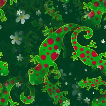 Seamless Green Lizard Wallpaper Stock-Illustration