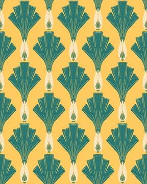 Seamless Green Onion Pattern Vector  Stylized Scallion Vegetable Texture, Han Stock Illustration