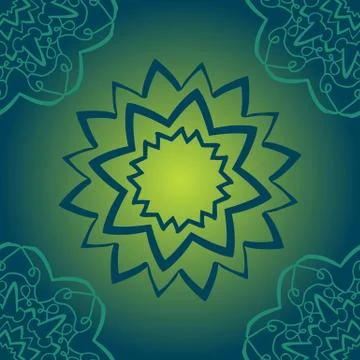 Seamless green pattern on gradient texture. Abstract vector tribal ethnic y.. 库存插图