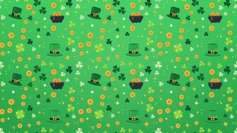 Seamless green pattern of leprechaun hats Stock Footage 348330605