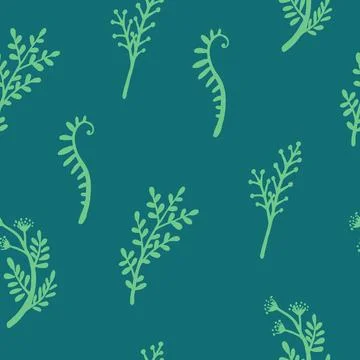 Seamless green pattern of simple Plant elements. Concept of Plants and nature 库存插图